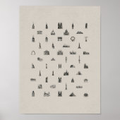 Poster 50 Famous Buildings Print, Architecture, Architect (Devant)