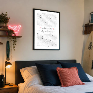 Poster 50 raisons pour lesquelles nous t'aimons cadeau po