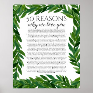 Poster 50 raisons pour lesquelles nous vous aimons feuill
