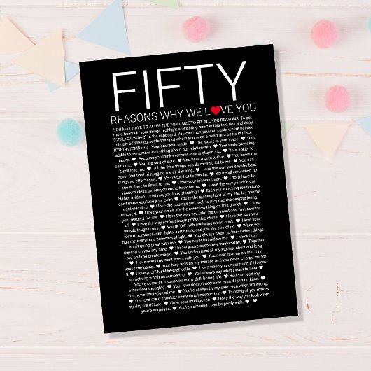 Poster 50 Raisons pour lesquelles nous vous aimons Impres