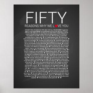 Poster 50 raisons pour lesquelles nous vous aimons vow ma