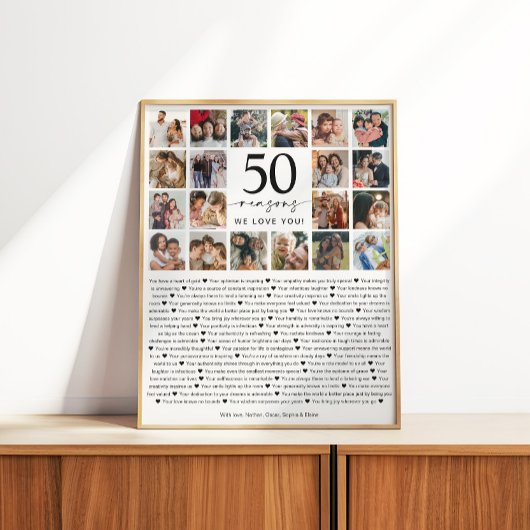 Poster 50 Reasons We Love You Photo Collage Keepsake Gift