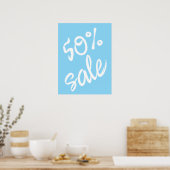 Poster 50% Signe de vente, 18x24 Blue Sale (Cuisine)