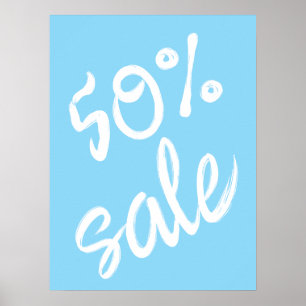 Poster 50% Signe de vente, 18x24 Blue Sale