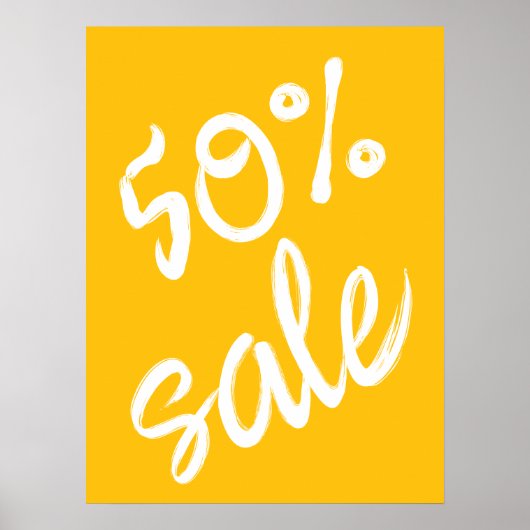 Poster 50% Signe de vente, 18x24 Vente Jaune (Devant)