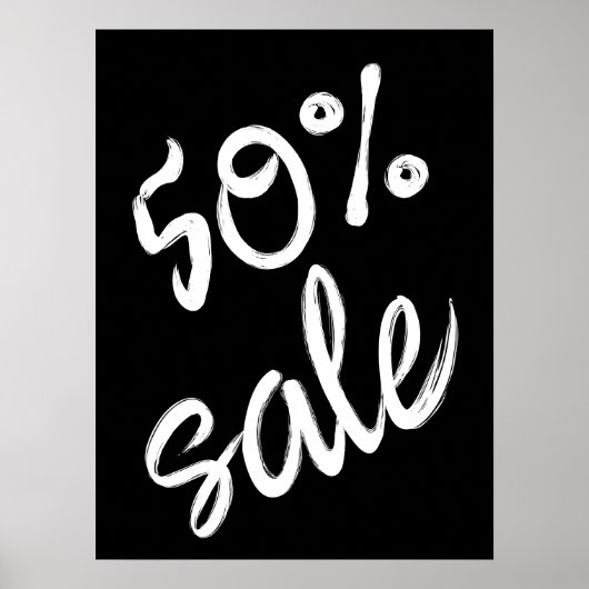 Poster 50% Signe de vente, 18x24 Vente noir et blanc (Devant)