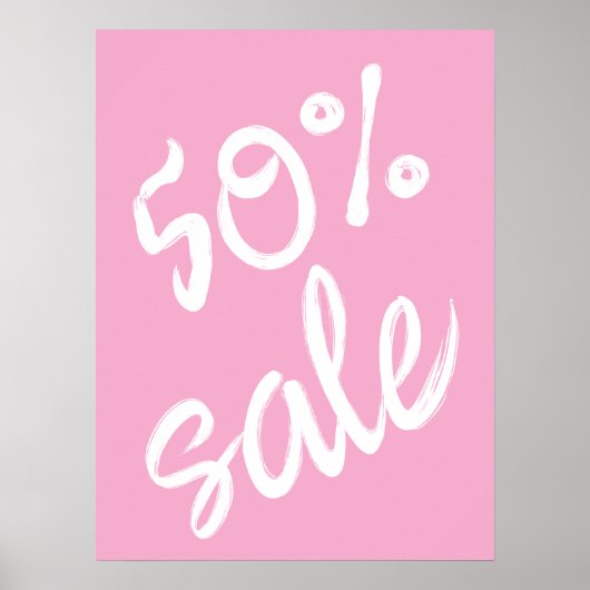 Poster 50% Signe de vente, 18x24 Vente rose (Devant)