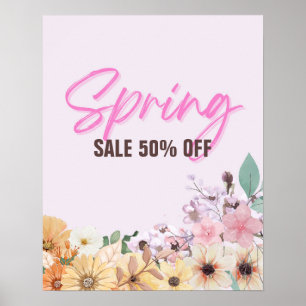 Poster 50% Signe de vente, Promotion de vente de printemp