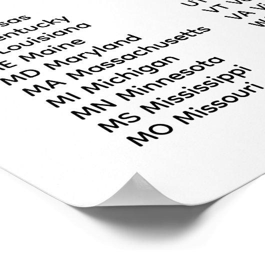 Poster 50 States List (Coin)