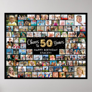 Poster 50e Anniversaire 100 Photos Noir Or Félicitations