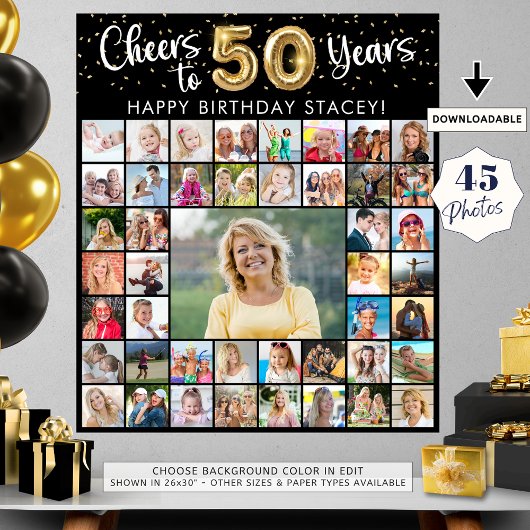 Poster 50e anniversaire 45 photo Collage de photos bravo 