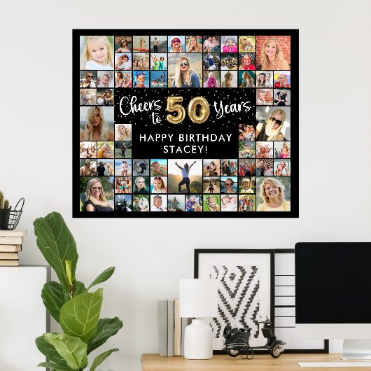 Poster 50e Anniversaire 68 Photo Collage Honneur À 50 Ans (Bureau à domicile)