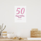 Poster 50e anniversaire ajouter nom date année rose rouge (Cuisine)