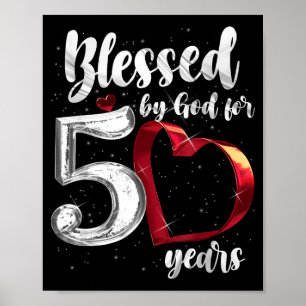 Poster 50e anniversaire bénis par Dieu pendant 50 ans Ann