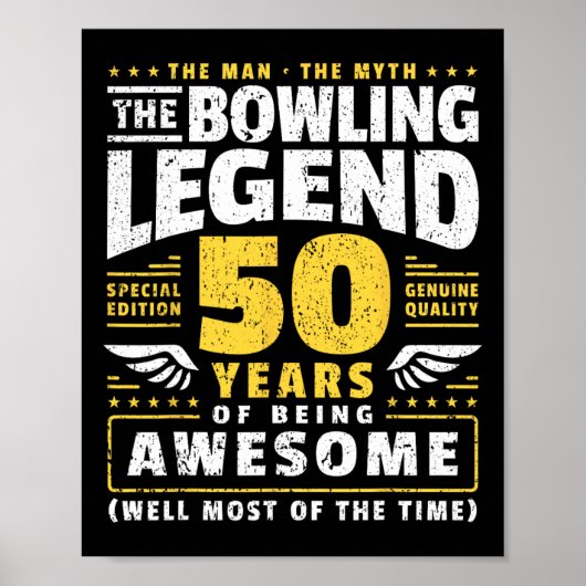 Poster 50e anniversaire Bowling 50 ans Old Bowler (Devant)