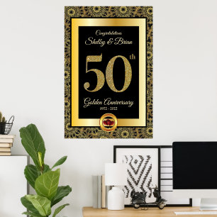 Poster 50e anniversaire d'or Symbole de bienvenue