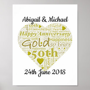 Poster 50e anniversaire du Mariage personnalisé Word Art