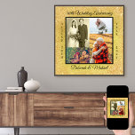 Poster 50e anniversaire du Mariage Photo Collage Gold<br><div class="desc">Créez votre propre collage photo pour un cadeau unique 50e anniversaire de Mariage. Ce design élégant et moderne présente une palette de couleurs dorées et noires avec un effet parties scintillant et texture. Le modèle photo est mis en place pour vous permettre d'ajouter 4 de vos photos préférées des dernières...</div>