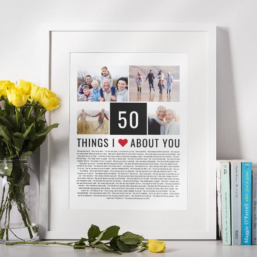 Poster 50e anniversaire du Mariage Things I Love List Pho