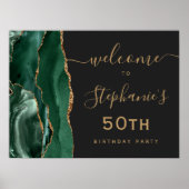 Poster 50e anniversaire Emerald Green Gold Agate Bienvenu (Devant)