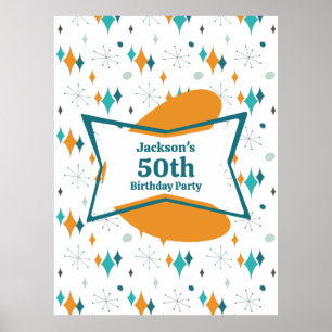 Poster 50e anniversaire fête Retro Mid Century N'importe