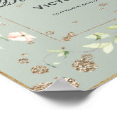 Poster 50e anniversaire Floral Sage Vert or Aquarelle (Coin)