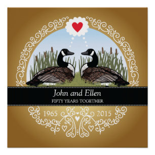 Poster 50e anniversaire Mariage personnalisé, Oies