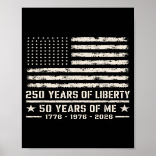 Poster 50e anniversaire Né 1976 Drapeau américain 250 ans