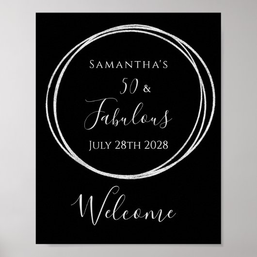 Poster 50e anniversaire Noir Argent Anniversaire Symbole  (Devant)