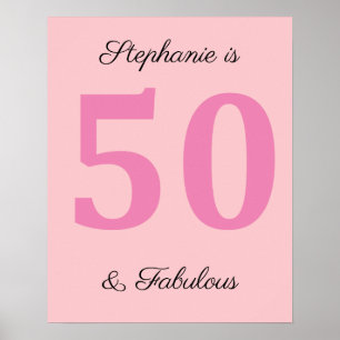 Poster 50e Anniversaire Nom Rose Cinquante Et Fabuleux Él