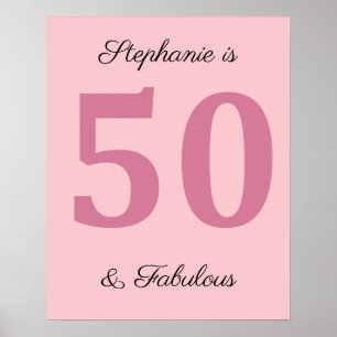 Poster 50e Anniversaire Nom Rose Cinquante Et Fabulous Cl