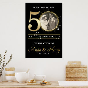 Poster 50e anniversaire Symbole de bienvenue avec photo