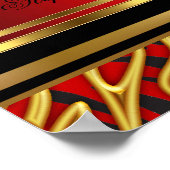 Poster 50e fête d'anniversaire Red Zebra Gold Black (Coin)