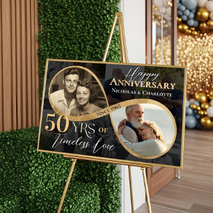 Poster 50e Joyeux Anniversaire Then & Now Gold Infinity