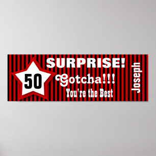 Poster 50e SURPRISE Anniversaire Bannière Star personnali