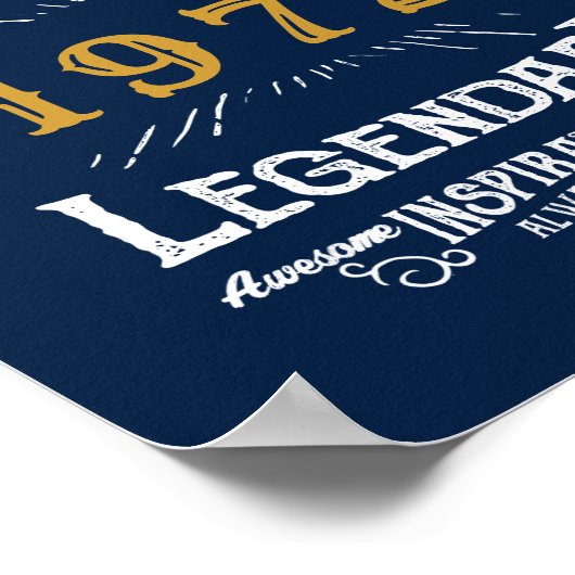 Poster 50th Birthday 1972 Ajouter Nom Legendary Blue Gold (Coin)