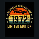 Poster 50th birthday toxits vintage 1972 limited edition<br><div class="desc">1972 birthday toxique retro vintage distressed design cute gift idea for men women</div>