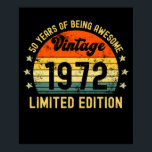 Poster 50th birthday toxits vintage 1972 limited edition<br><div class="desc">1972 birthday toxique retro vintage distressed design cute gift idea for men women</div>