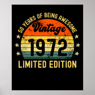 Poster 50th birthday toxits vintage 1972 limited edition