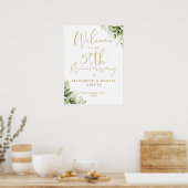 Poster 50th Wedding Anniversary Greenery Welcome Sign (Cuisine)