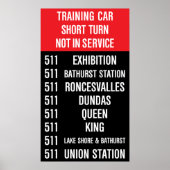 Poster 511 BATHURST Réplique TTC Streetcar Rollsign (Devant)
