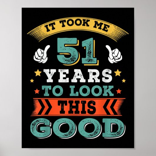 Poster 51 Ans Anniversaire Devis Graphiques drôle 51ème B (Devant)
