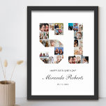 Poster 51e anniversaire Numéro 51 Photo personnalisée Col<br><div class="desc">Célébrez le 51e anniversaire avec cette affiche de collage photo personnalisée numéro 51. Ce cadeau personnalisable est également parfait pour un anniversaire mariage. C'est une excellente façon de présenter des souvenirs précieux de votre vie de mariage et de marié. L'affiche comporte un collage de photos qui capturent ces moments spéciaux,...</div>