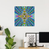 Poster 52x52 or Smaller Poster, Psychedelic Blue Gold (Bureau à domicile)
