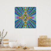 Poster 52x52 or Smaller Poster, Psychedelic Blue Gold (Cuisine)
