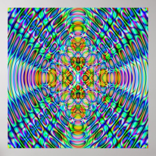 Poster 52x52 or Smaller Poster, Psychedelic Blue Gold (Devant)