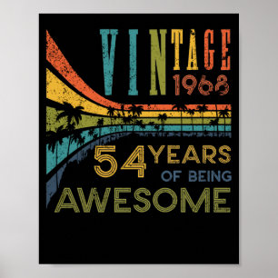 Poster 54 Anniversaire Vintage 1968 54e anniversaire