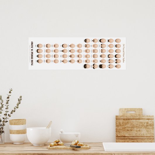 Poster 54 Styles de cheveux faciaux (Cuisine)