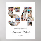 Poster 54e anniversaire Numéro 54 Photo personnalisée Col (Devant)