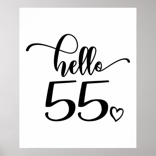 Poster 55e anniversaire femmes Bonjour 55 mignonne 55 ans (Devant)